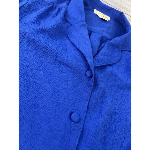 Vintage Oscar De La Renta Collectables Womans 40/20w Royal Blue Blouse Career - Picture 12 of 13